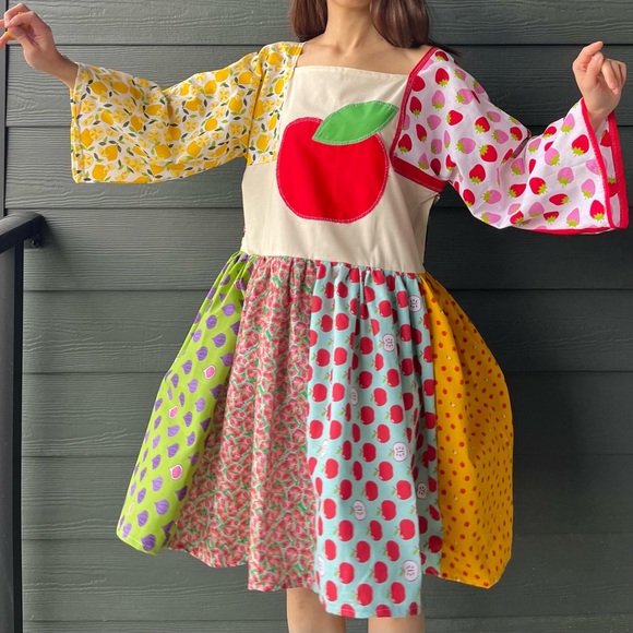 Handmade Fruit Paradise Flavorful Print Bandana Dress | SKU 11161 Apple - Picture 5 of 16